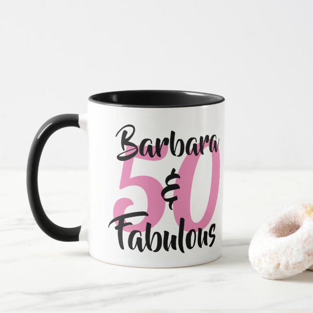 50 and Fabulous Personalised Birthday Party Mug (With Donut)