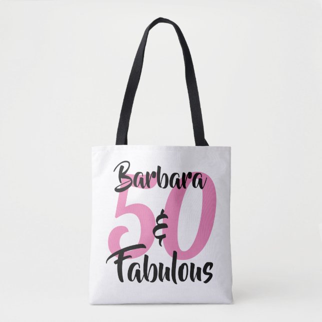 50 and Fabulous Personalised Birthday Party Tote Bag (Front)