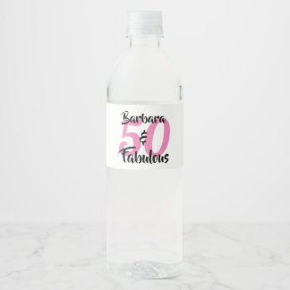 50 and Fabulous Personalised Birthday Party Water Bottle Label