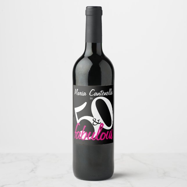 50 and Fabulous Personalised Name Wine Label (Front)