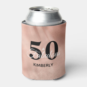 50 and Fabulous Personalised Rose Gold Birthday Can Cooler