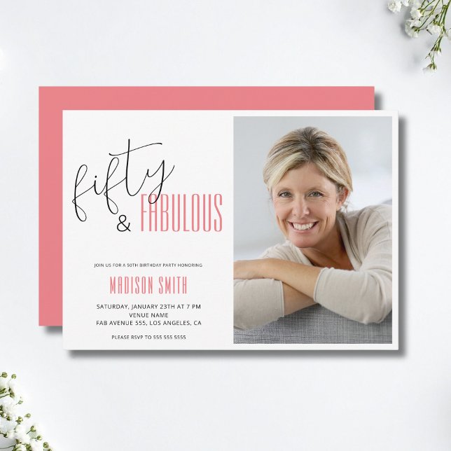 50 and Fabulous Photo 50th Birthday Invitation (50 and Fabulous Photo 50th Birthday Invitation)