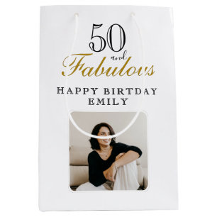 50 and Fabulous Photo 50th Birthday Medium Gift Bag