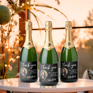 50 and Fabulous Photo 50th Birthday Thank you Sparkling Wine Label