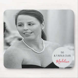 50 and Fabulous Photo Black and White Personal Mouse Mat
