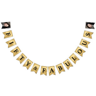 50 and Fabulous Photo Gold Foil Bunting