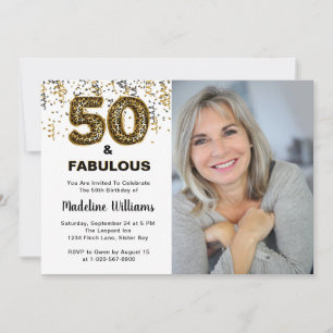 50 and Fabulous Photo Leopard Invitation
