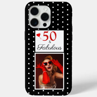 50 and Fabulous Photo Red 50th Birthday Black BKGD iPhone 15 Pro Max Case