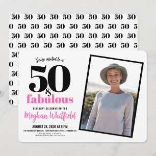 50 and Fabulous Pink 50th Birthday Party Invitation