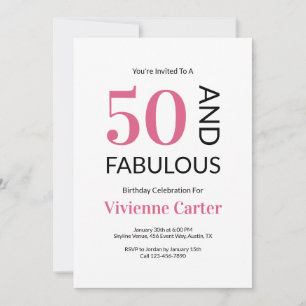 50 and Fabulous Pink 50th Birthday Party Invitation