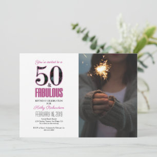 50 and Fabulous Pink 50th Birthday Party Photo Invitation