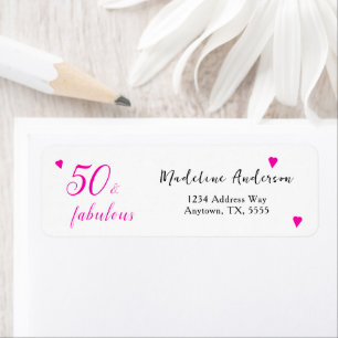 50 and fabulous pink 50th birthday Return Address 