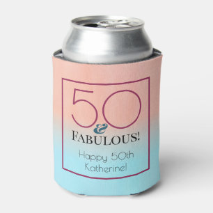 50 and Fabulous Pink and Blue Birthday Party Can Cooler