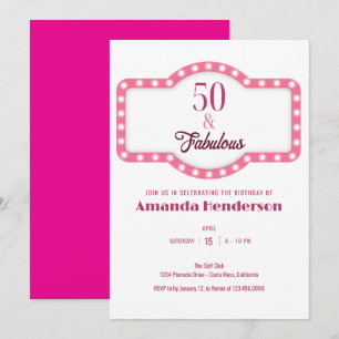50 and Fabulous Pink Birthday Invitation