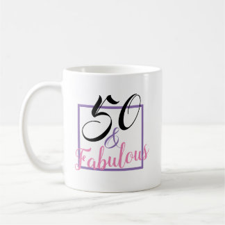50 and Fabulous Pink Black 50th Birthday Gift Mug