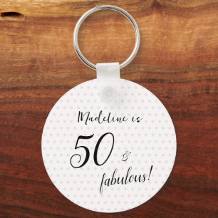 50 and fabulous Pink Black 50th Birthday Key Ring