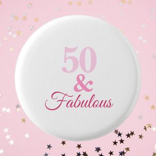 50 and Fabulous Pink Button