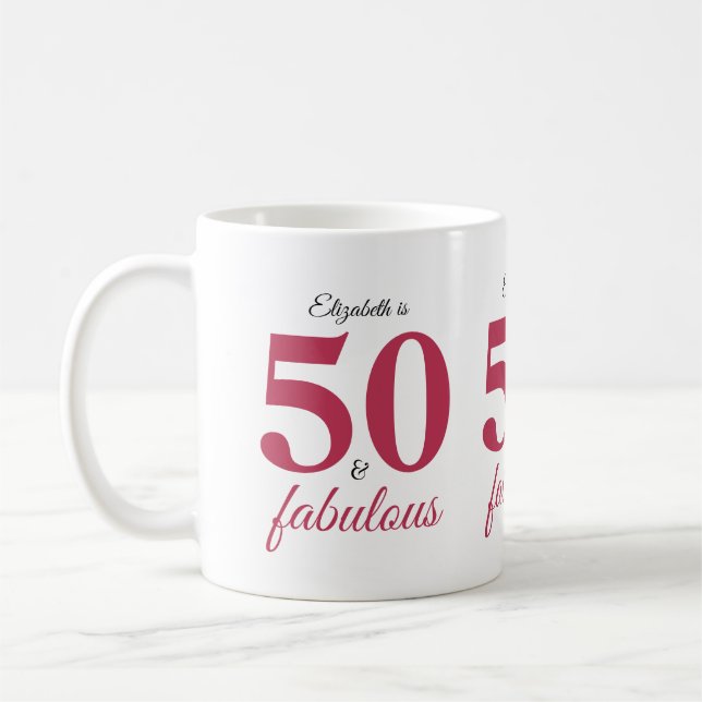 50 And Fabulous Pink Coffee Mug (Left)