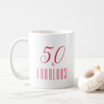 50 and Fabulous Pink  Elegant Heart Coffee Mug<br><div class="desc">Let the birthday party begin with a 50 and Fabulous  coffee mug. Pink text great for the Birthday Girl on her big day. Give as a gift to start the celebration.</div>