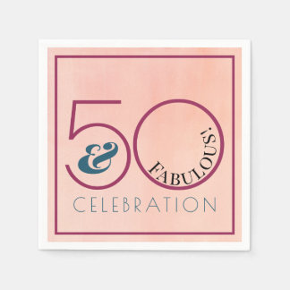 50 and Fabulous Pink Fiftieth Birthday Celebration Napkin
