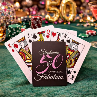50 and Fabulous Pink Personalised Birthday Party Playing Cards