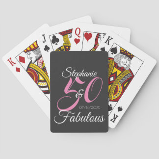 50 and Fabulous Pink Personalised Birthday Party Playing Cards