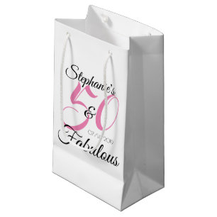 50 and Fabulous Pink Personalised Birthday Party Small Gift Bag