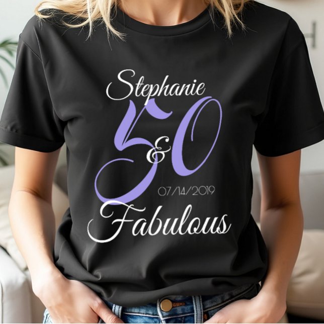 50 and Fabulous Pink Personalised Birthday Party T-Shirt (Creator Uploaded)