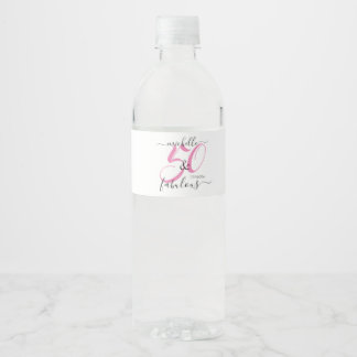 50 and Fabulous Pink Personalised Birthday Party Water Bottle Label