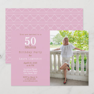 50 and Fabulous Pink Photo 50th Birthday Party Invitation