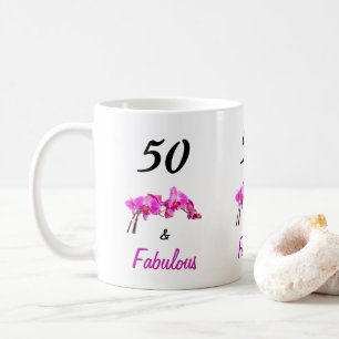 50 and fabulous pink proud to be 50 photo coffee mug