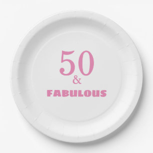 50 And Fabulous Pink Stylish Birthday Party Cool Paper Plate