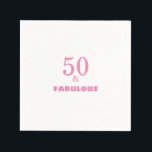 50 And Fabulous Pink Stylish Birthday Party Cute Napkin<br><div class="desc">Designed with elegant & simple pink text templates,  this is perfect for the 50th birthday party celebrations!</div>