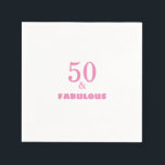 50 And Fabulous Pink Stylish Birthday Party Cute Napkin<br><div class="desc">Designed with elegant & simple pink text templates,  this is perfect for the 50th birthday party celebrations!</div>
