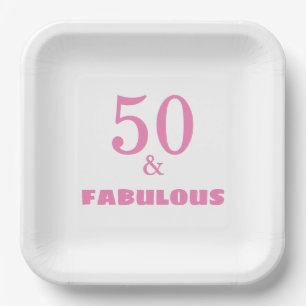 50 And Fabulous Pink Stylish Birthday Party Cute Paper Plate