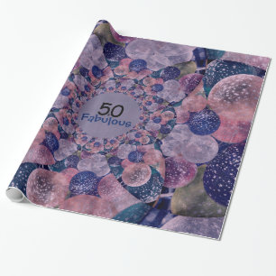 50 and Fabulous Purple Balloons Birthday Wrapping Paper