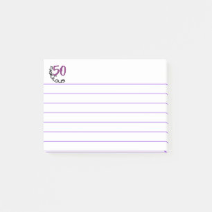 "50 and Fabulous"   Purple & Black Typography Post-it Notes
