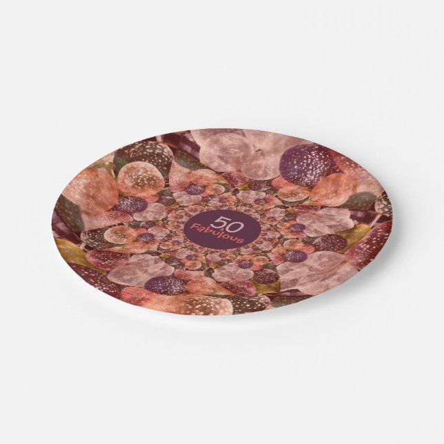 50 And Fabulous Purple Pink Kaleidoscope Balloons Paper Plate (Angled)