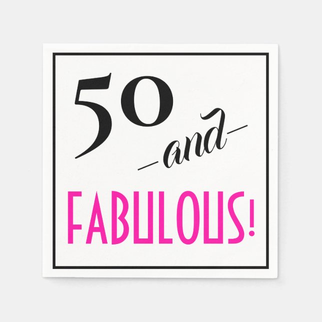 50 and FABULOUS! Retro 50th Birthday Party Paper Napkin (Front)