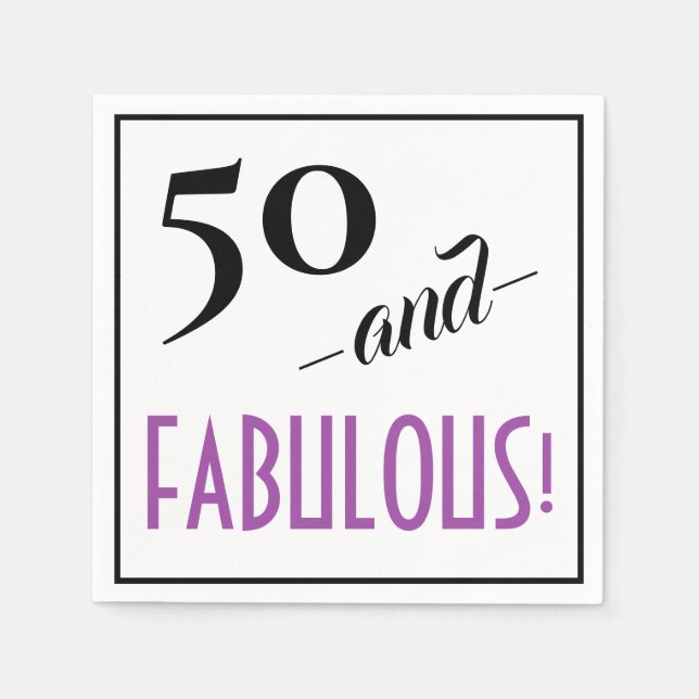 50 and FABULOUS! Retro Happy 50th Birthday Party Napkin (Front)