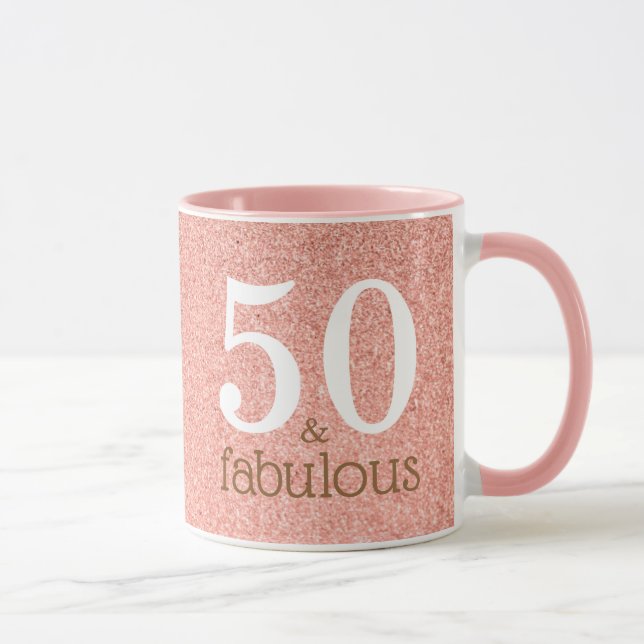 50 and Fabulous Rose Gold 50th Birthday Pink Mug (Right)