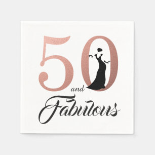 50 and Fabulous Rose Gold Birthday Party Napkin