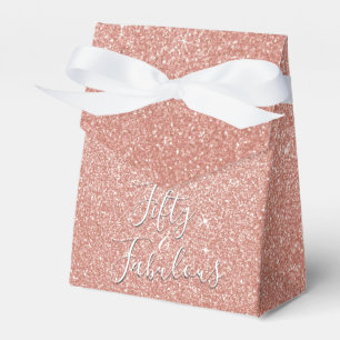 50 and Fabulous Rose Gold Blush Pink Glitter Favour Box