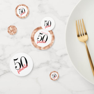 50 and Fabulous Rose Gold Fiftieth Birthday Confetti