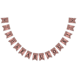50 And Fabulous Rose Gold Glitter Black Birthday Bunting