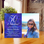 50 and Fabulous Royal Blue Photo Birthday Party Invitation<br><div class="desc">50 and Fabulous Royal Blue Photo Birthday Party Invitation Personalise this royal blue birthday party invitation with the name and photo of the person celebrating a very special day in their life. A 50th birthday is a special milestone to celebrate. Mark the occasion by creating a party and sending invitations...</div>