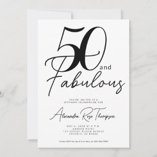50 and Fabulous Script 50th Birthday Party Invitation