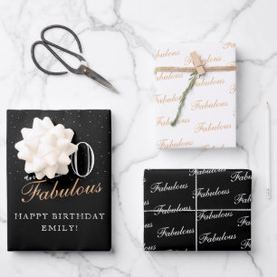 50 and Fabulous Script Modern Black 50th Birthday Wrapping Paper Sheet