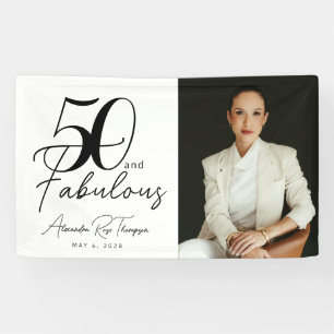 50 and Fabulous Script Photo 50th Birthday Party Banner