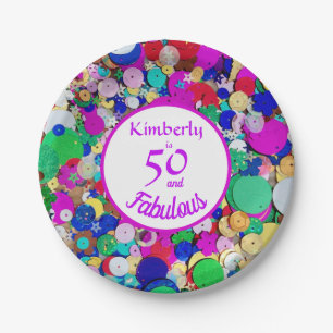 50 and Fabulous Sequin Birthday Paper Plate